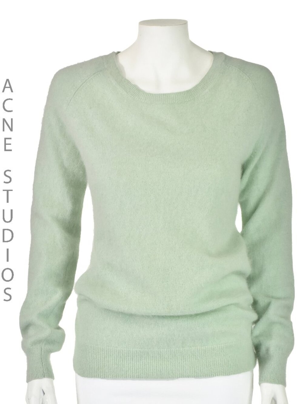 ACNE STUDIOS Celadon Green Angora Knit Crew Neck Sweater, SIZE XS/S